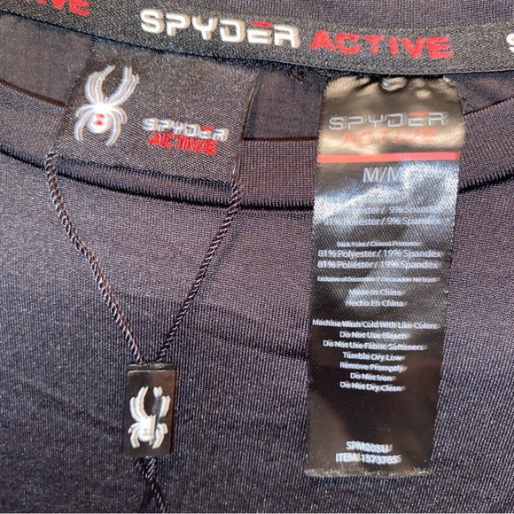 SPYDER ACTIVE “ProWeb Shirt” Black Size Medium Short Sleeves Stretchy NWT - Picture 4 of 6